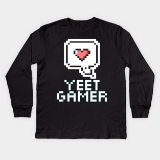 Yeet Gamer Pixel Heart - Gaming Gamer 8-Bit Classic - Retro Style Pixel - Video Game Lover - Graphic Kids Long Sleeve T-Shirt